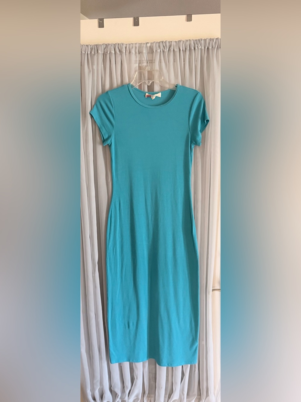 FP Beach Classic Crewneck Short-Sleeve Midi Dress in Turquoise Small